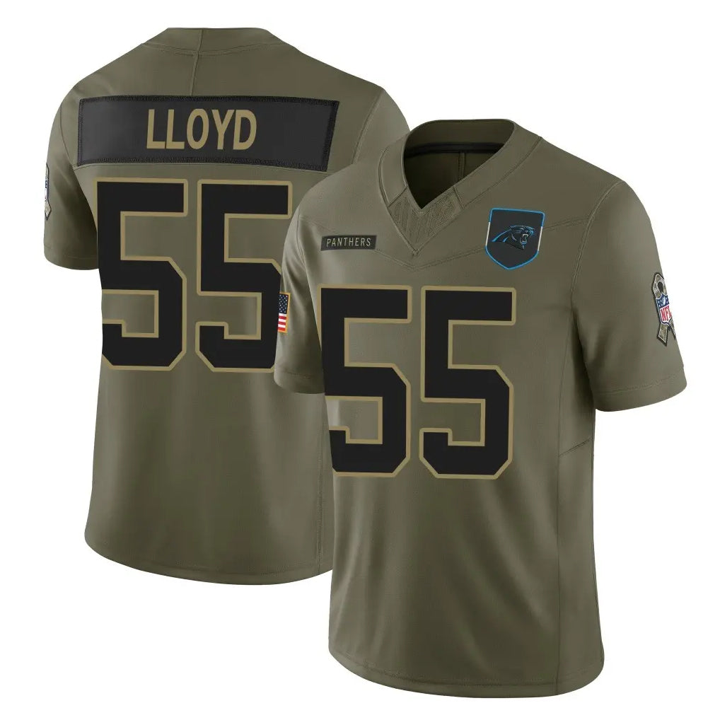 C.Panthers #55 Devin Lloyd Player Olive Salute to Service Limited Home Game Ldoa Stitched Jerseys