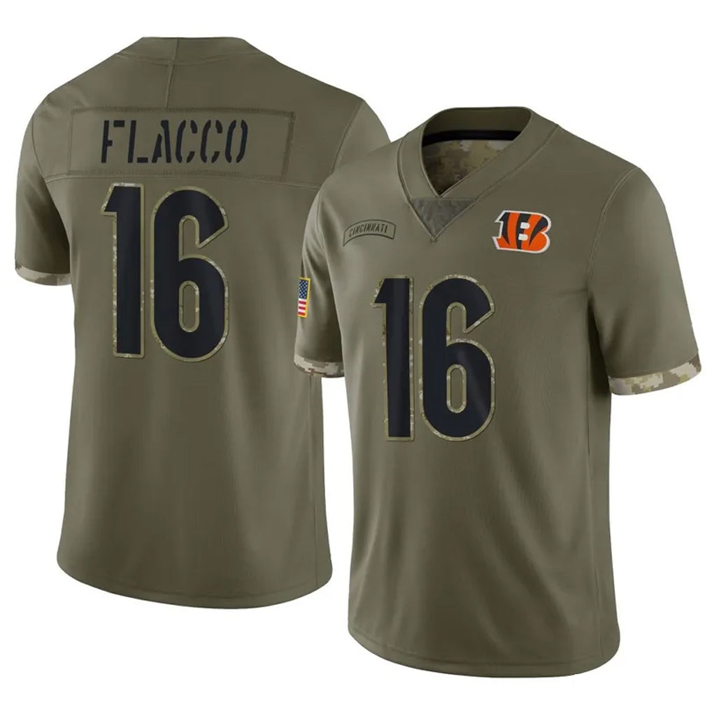 C.Bengals #16 Joe Flacco Player Olive Salute to Service Limited Game Ldoa Stitched Jerseys