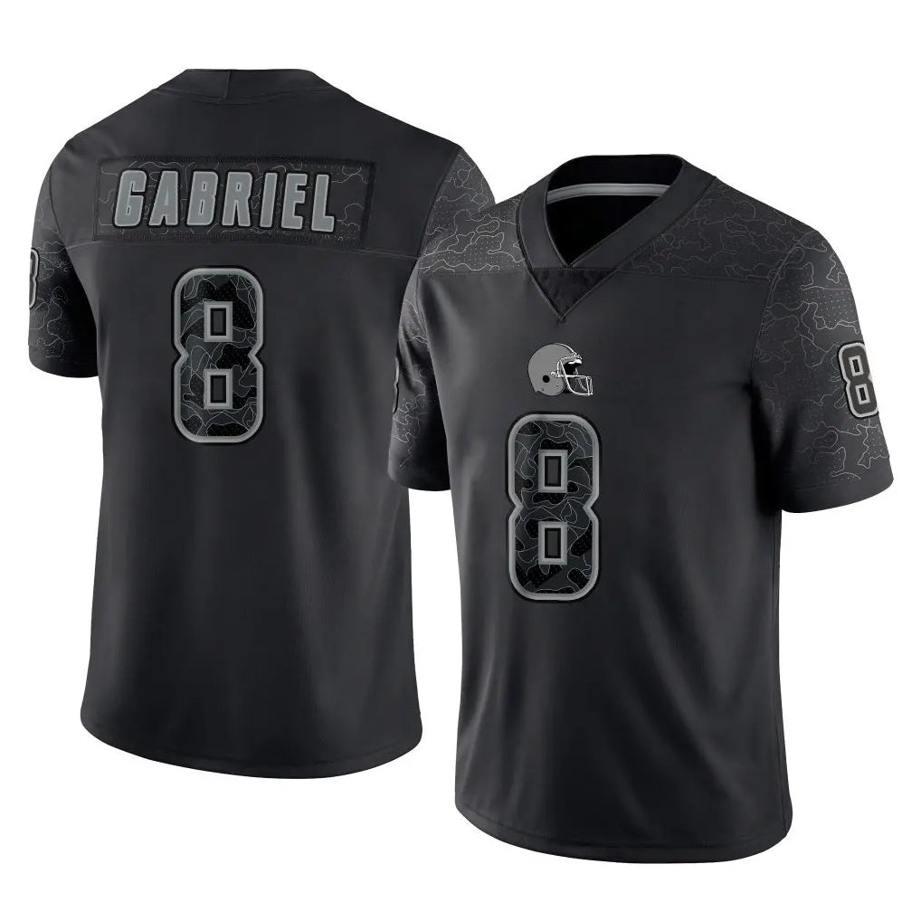 C.Browns #8 Dillon Gabriel Player Black Reflective Home Game Ldoa Stitched Jerseys