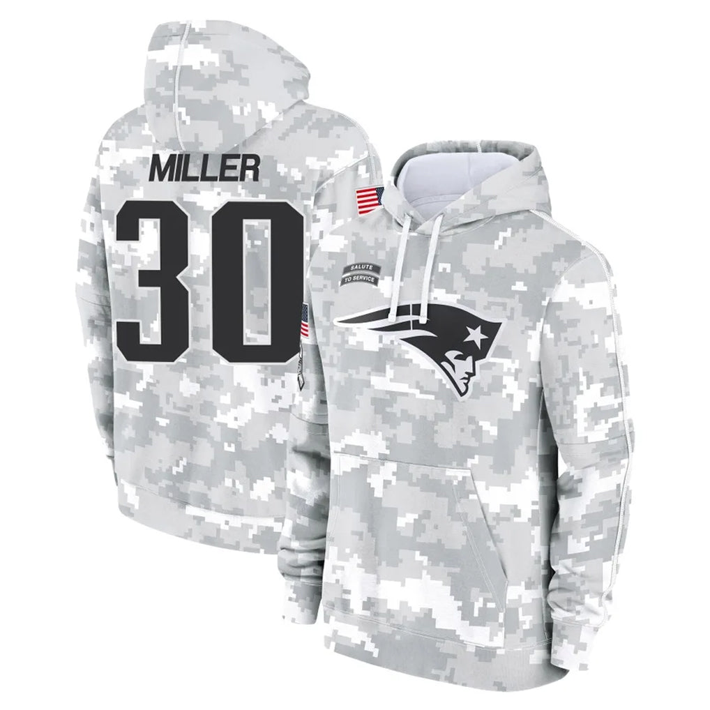 NE.Patriots #30 Jam Miller Player Arctic Camo Salute to Service Pullover Hoodies Limited Game Ldoa Stitched Jerseys