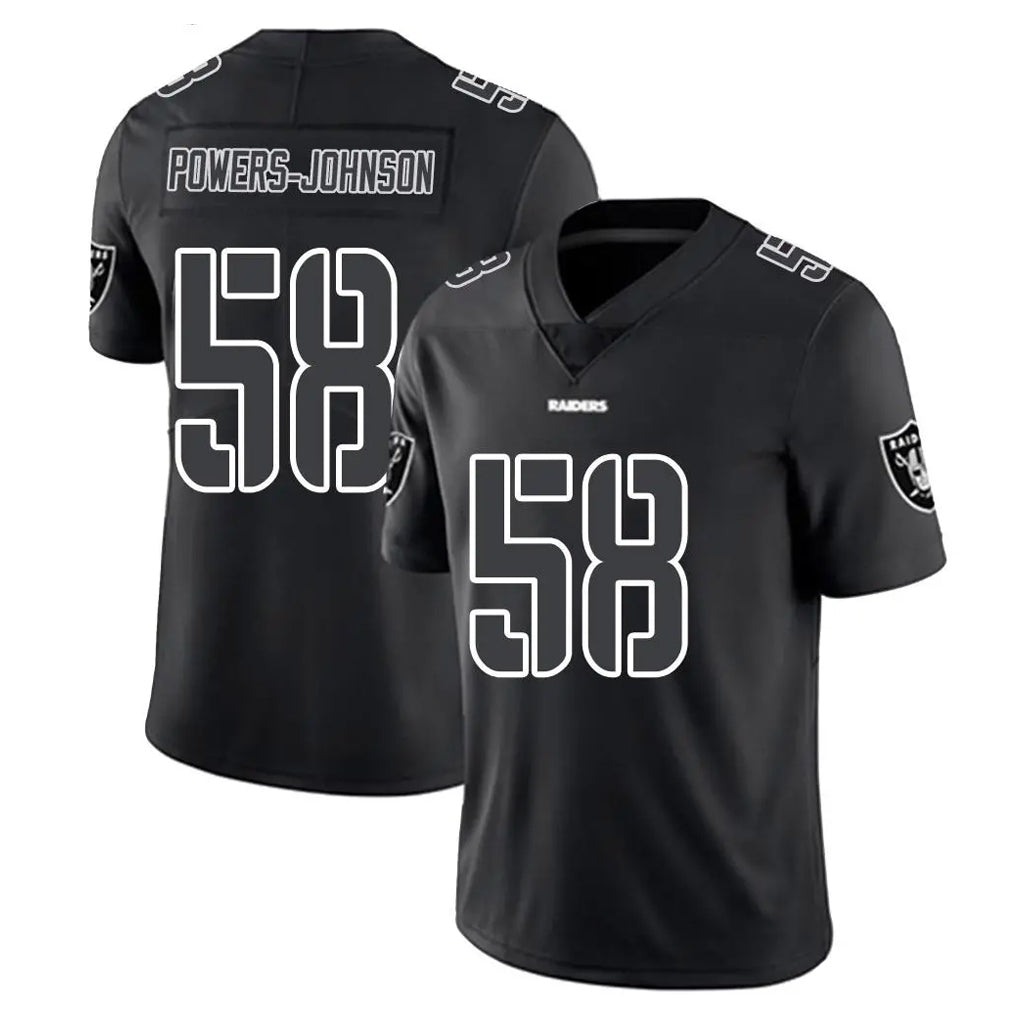 LV.Raiders #58 Jackson Powers-Johnson Player Black Limited Black Impact Home Game Ldoa Stitched Jerseys