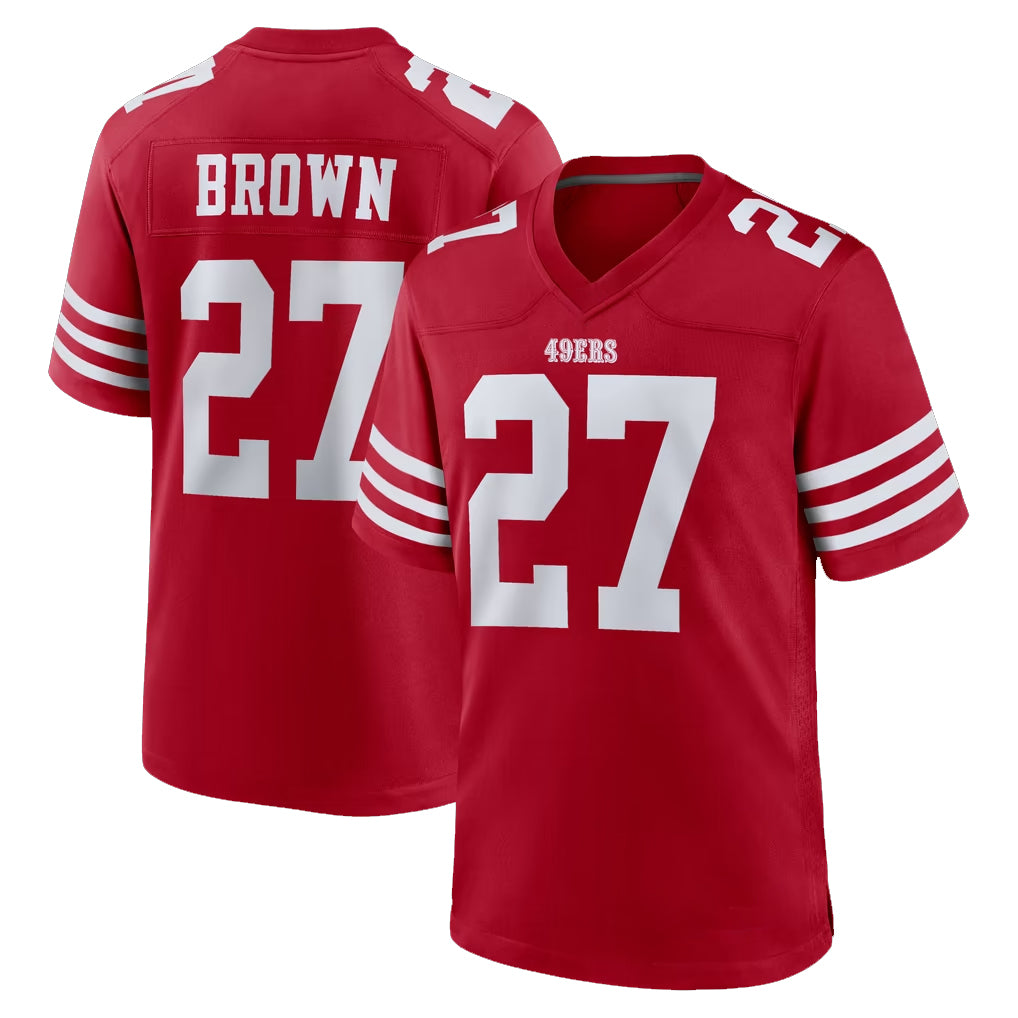 SF.49ers #27 Ji'Ayir Brown Player Red Game Home Ldoa Stitched Jerseys