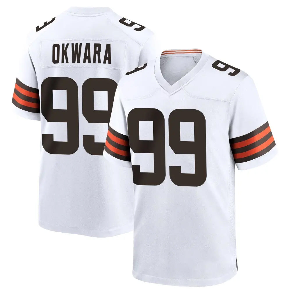 C.Browns #99 Julian Okwara Player White Home Game Ldoa Stitched Jerseys