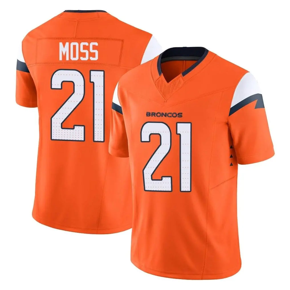 D.Broncos #21 Riley Moss Player Orange Vapor F.U.S.E. Limited Home Game Ldoa Stitched Jerseys