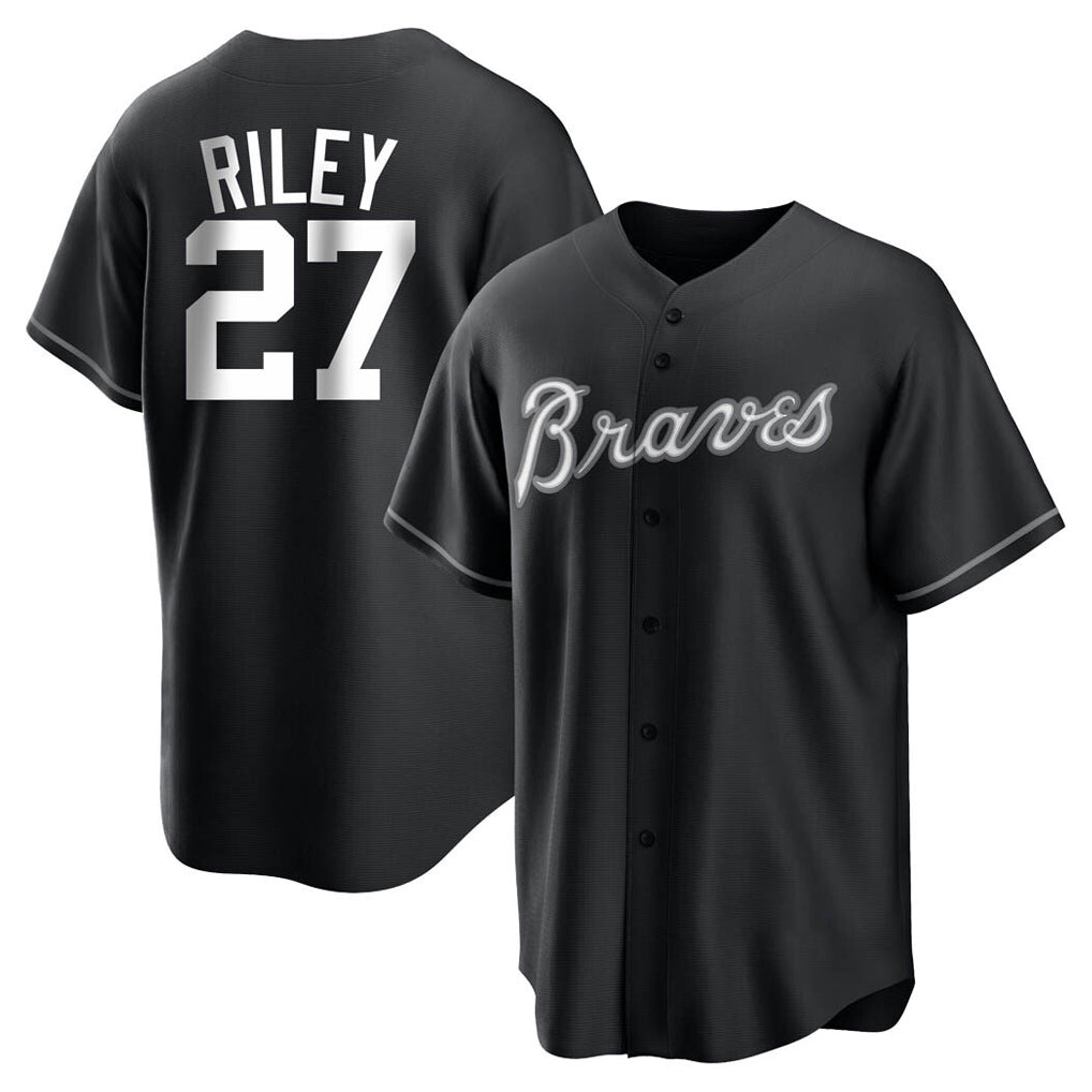 A.Braves #27 Austin Riley Player Black Home Game Ldoa Stitched Jerseys
