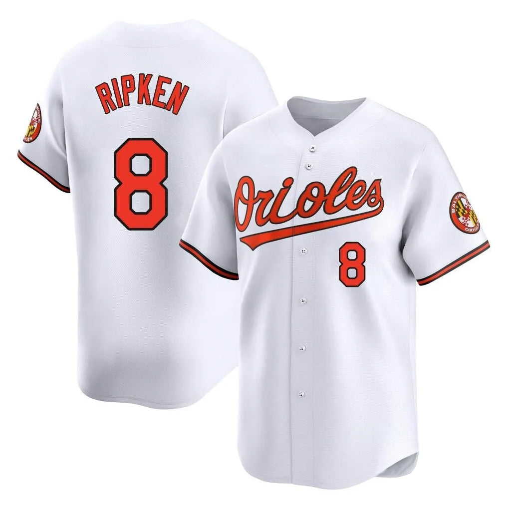 B.Orioles #8 Cal Ripken Player White Limited Home Game Ldoa Stitched Jerseys