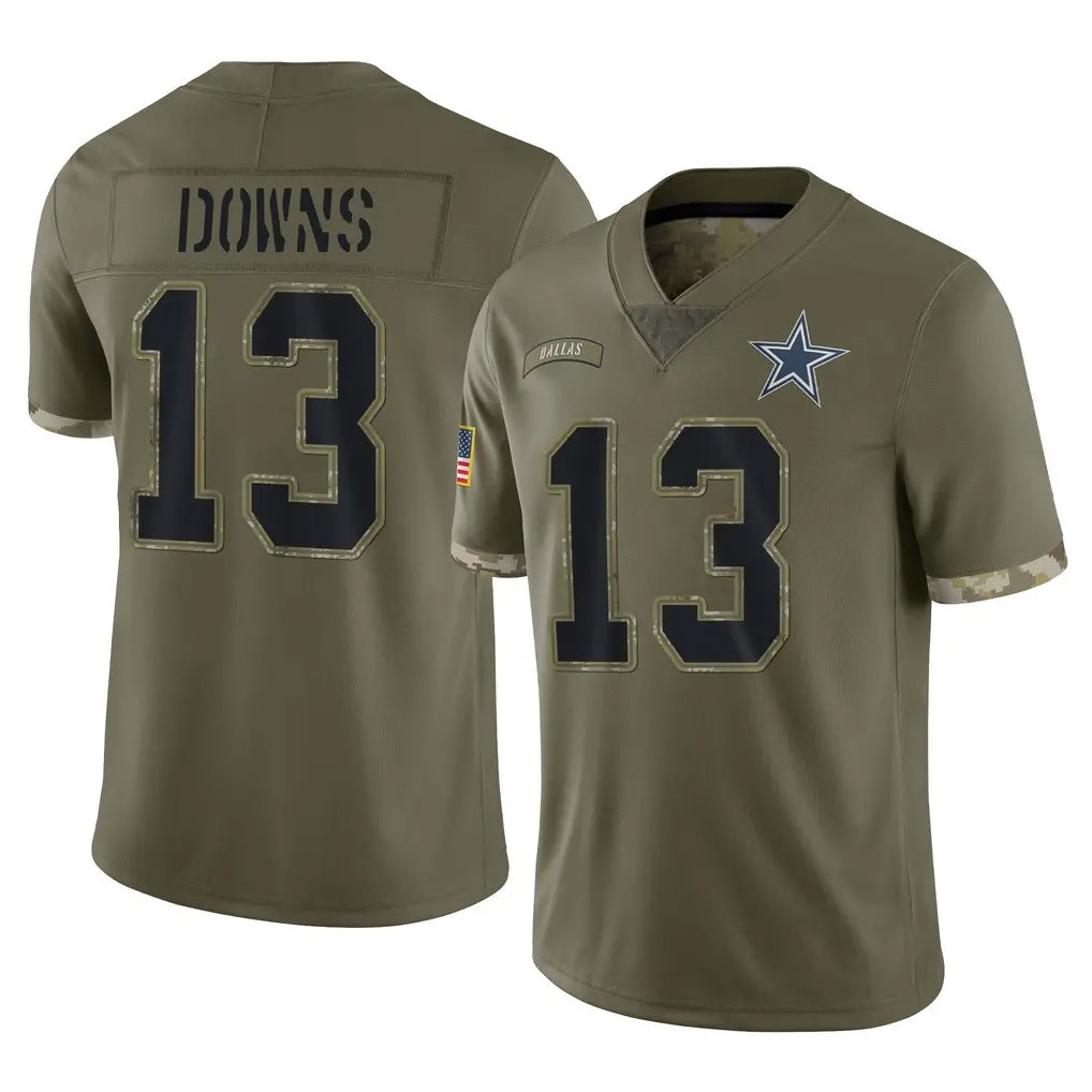 D.Cowboys #13 Caleb Downs Player Olive Salute to Service Limited Game Ldoa Stitched Jerseys
