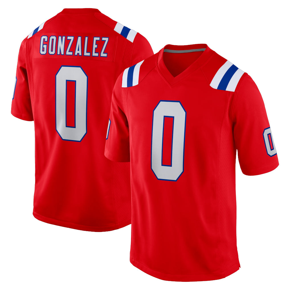NE.Patriots #0 Christian Gonzalez Player Red Home Game Ldoa Stitched Jerseys