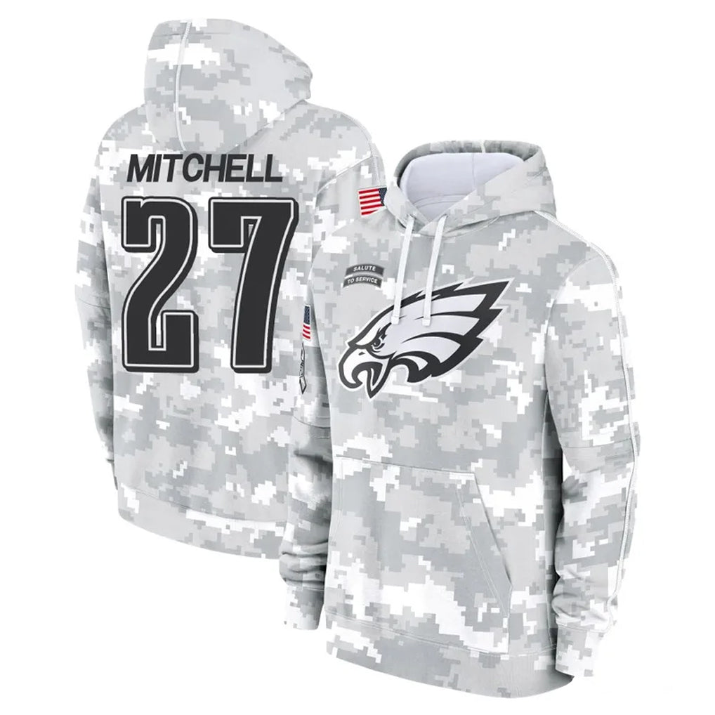 P.Eagles #27 Quinyon Mitchell Player Arctic Camo Salute to Service Pullover Hoodies Limited Game Ldoa Stitched Jerseys