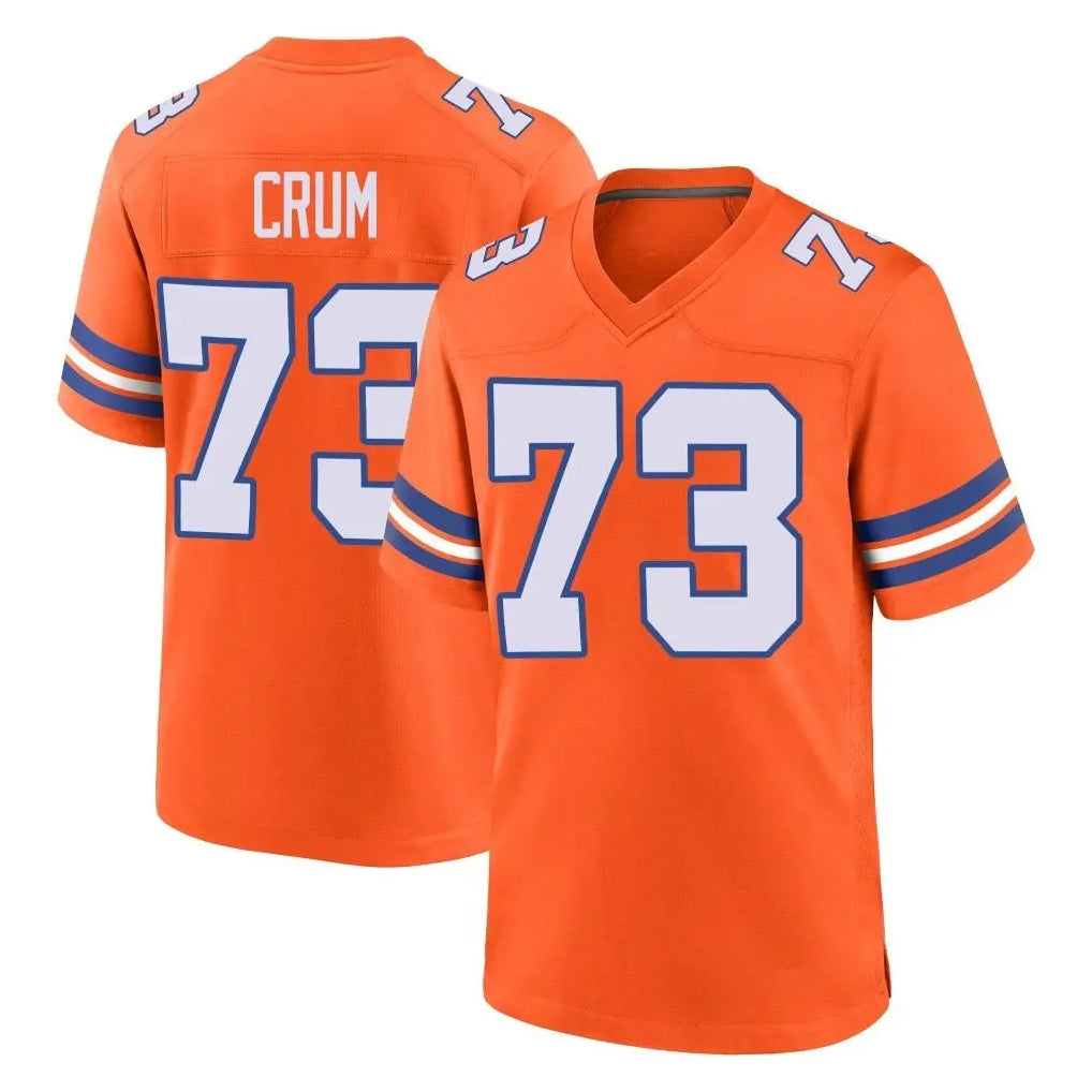 D.Broncos #73 Frank Crum Player Orange Alternate Collection Throwback Game Ldoa Stitched Jerseys