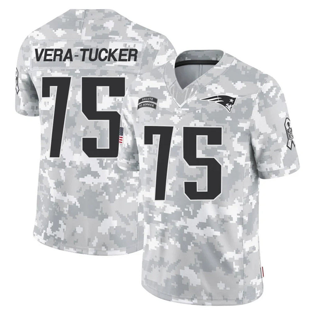 NE.Patriots #75 Alijah Vera-Tucker Player Arctic Camo Salute To Service Limited Game Ldoa Stitched Jerseys