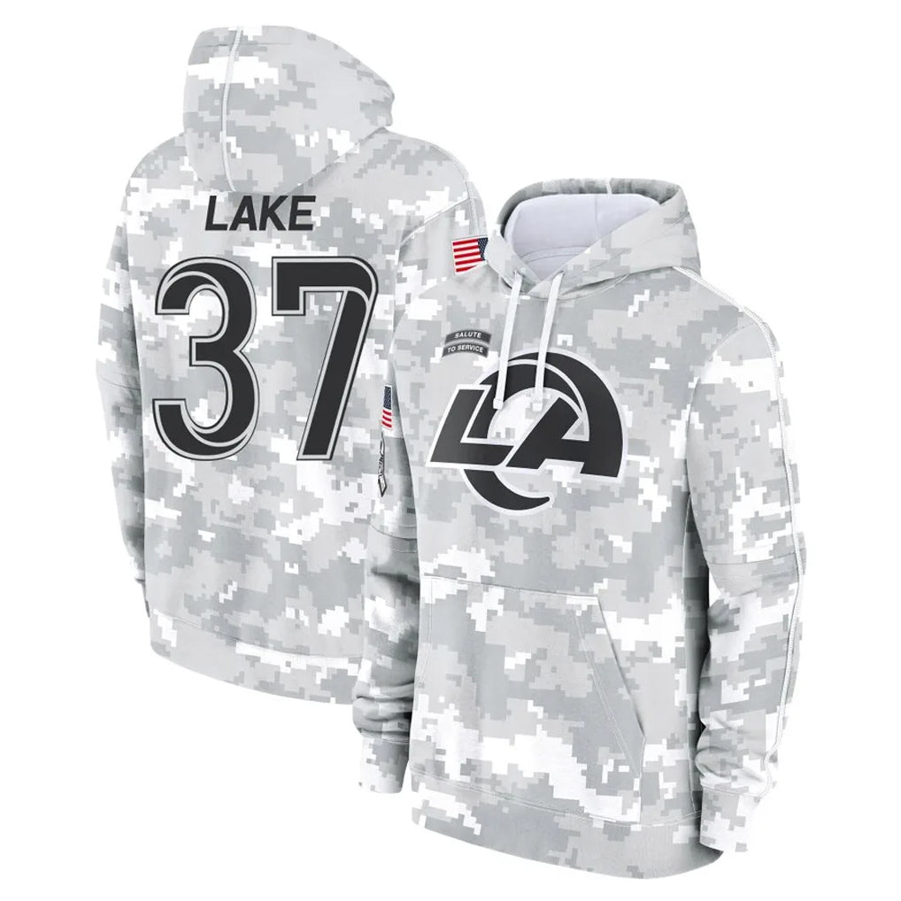 LA.Rams #37 Quentin Lake Player Arctic Camo Salute to Service Hoodies Limited Game Ldoa Stitched Jerseys