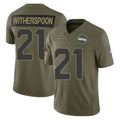S.Seahawks #21 Devon Witherspoon Player Olive 2025 Salute To Service Limited Home Game Ldoa Stitched Jerseys