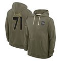 B.Ravens #71 Olaivavega Ioane Player Olive Salute to Service Hoodie Ldoa Stitched Jerseys