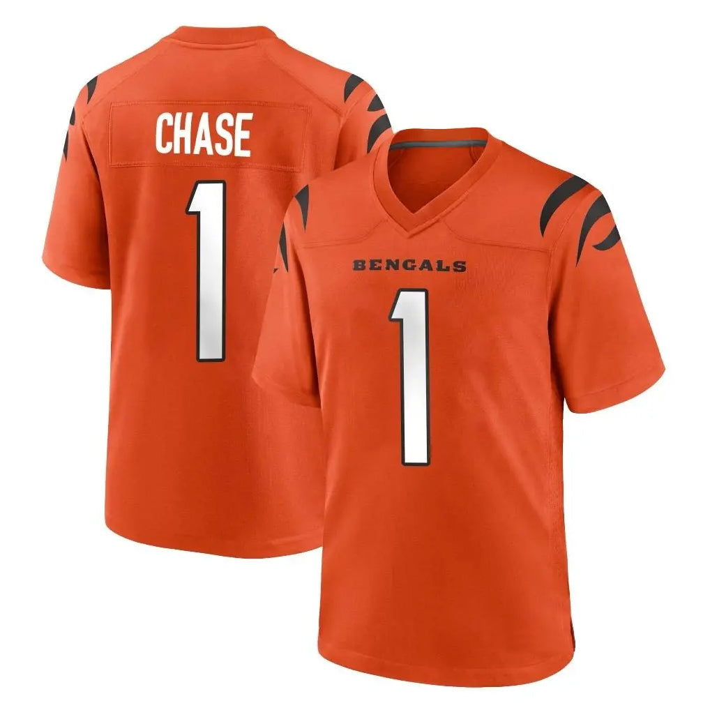 C.Bengals #1 Ja'Marr Chase Player Orange Home Game Ldoa Stitched Jerseys