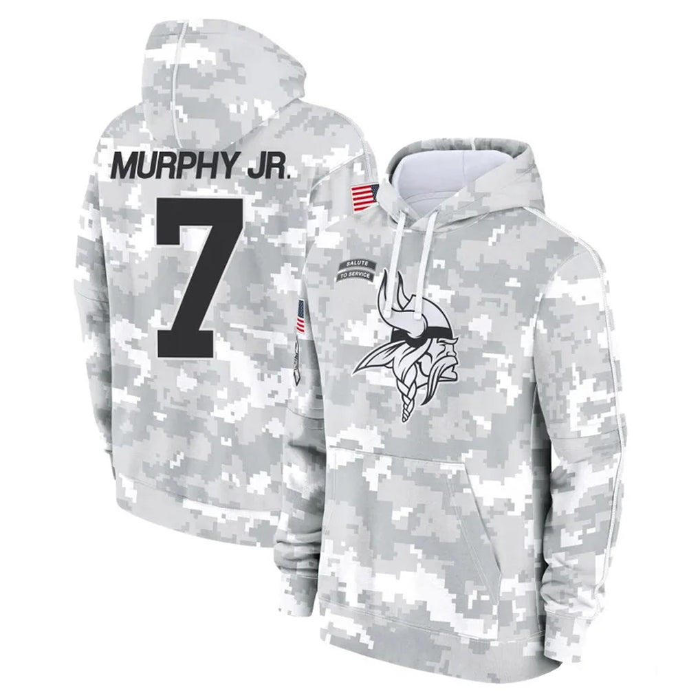 M.Vikings #7 Byron Murphy Jr. Player Arctic Camo Salute to Service Pullover Hoodies Limited Game Ldoa Stitched Jerseys