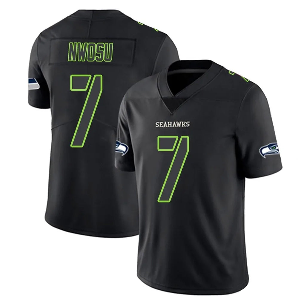 S.Seahawks #7 Uchenna Nwosu Player Black Impact Limited Home Game Ldoa Stitched Jerseys
