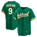 Athletics #9 Reggie Jackson Player Kelly Green Home Game Ldoa Stitched Jerseys