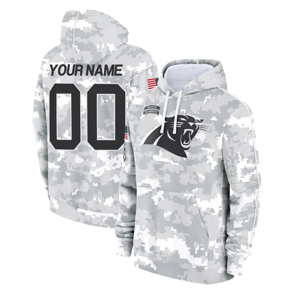 Custom C.Panthers Arctic Camo Salute to Service Pullover Hoodies Any Name & Numbers Ldoa Stitched Jerseys