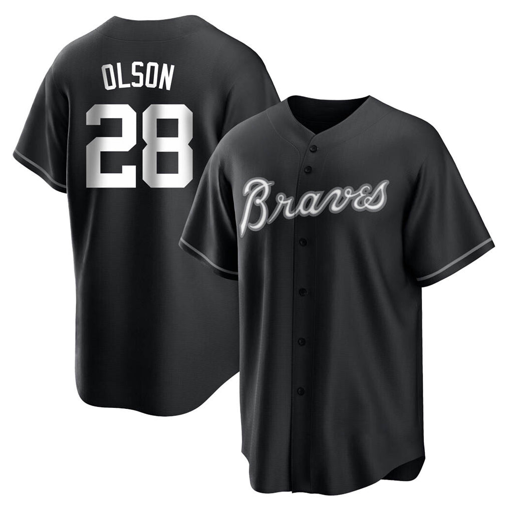 A.Braves #28 Matt Olson Player Black Home Game Ldoa Stitched Jerseys