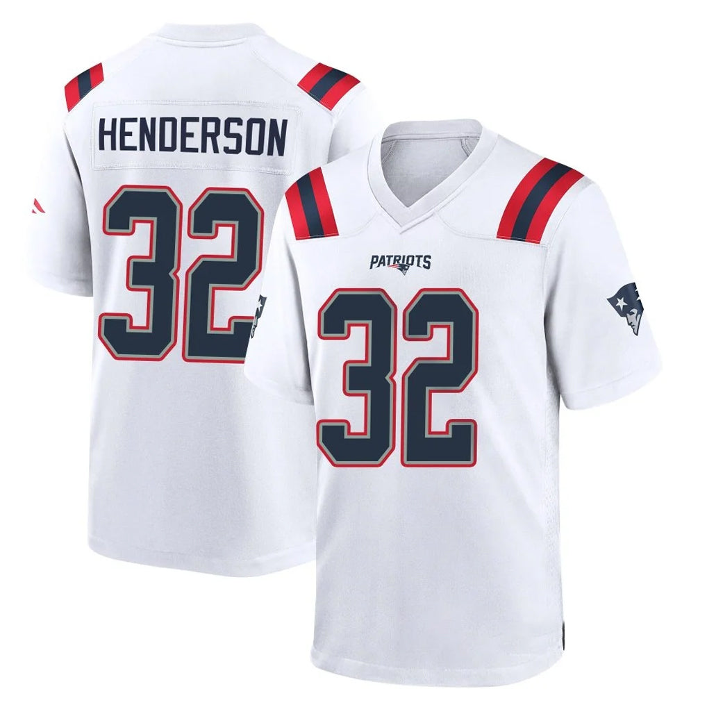 NE.Patriots #32 TreVeyon Henderson Player White Home Game Ldoa Stitched Jerseys