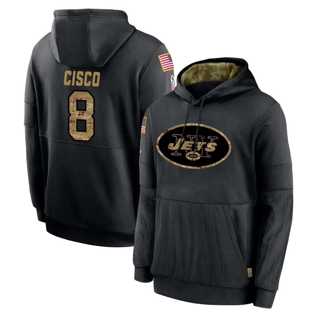 NY.Jets #8 Andre Cisco Player Black Salute to Service Hoodies Limited Game Ldoa Stitched Jerseys