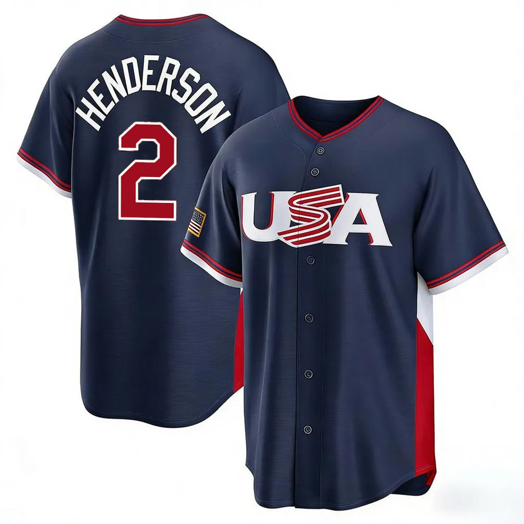 B.Orioles #2 Gunnar Henderson Player Navy USA 2026 World Classic Home Game Ldoa Stitched Jerseys