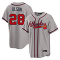 A.Braves #28 Matt Olson Player Gray Home Game Ldoa Stitched Jerseys