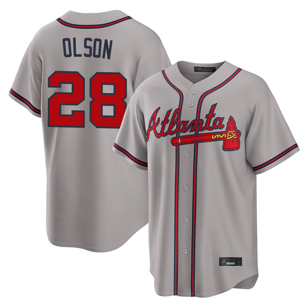 A.Braves #28 Matt Olson Player Gray Home Game Ldoa Stitched Jerseys