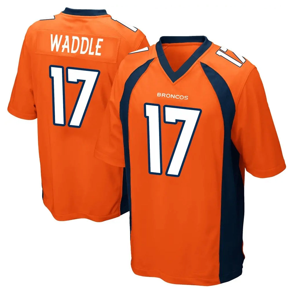 D.Broncos #17 Jaylen Waddle Player Orange Color Home Game Ldoa Stitched Jerseys
