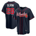 A.Braves #28 Matt Olson Player Navy Home Game Ldoa Stitched Jerseys