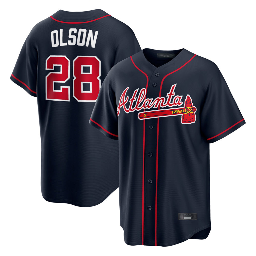 A.Braves #28 Matt Olson Player Navy Home Game Ldoa Stitched Jerseys