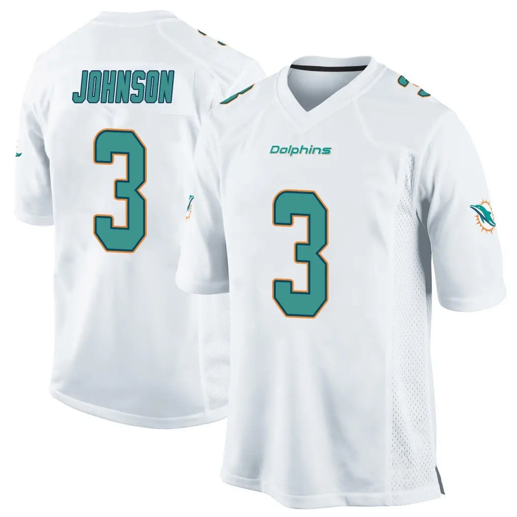 M.Dolphins #3 Chris Johnson Player White Home Game Ldoa Stitched Jerseys