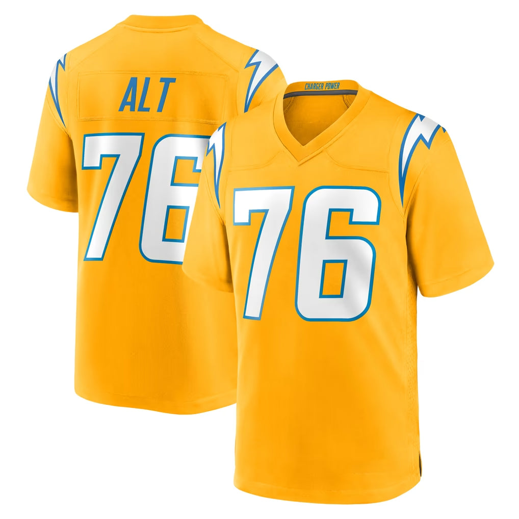LA.Chargers #76 Joe Alt Player Gold Home Game Ldoa Stitched Jerseys