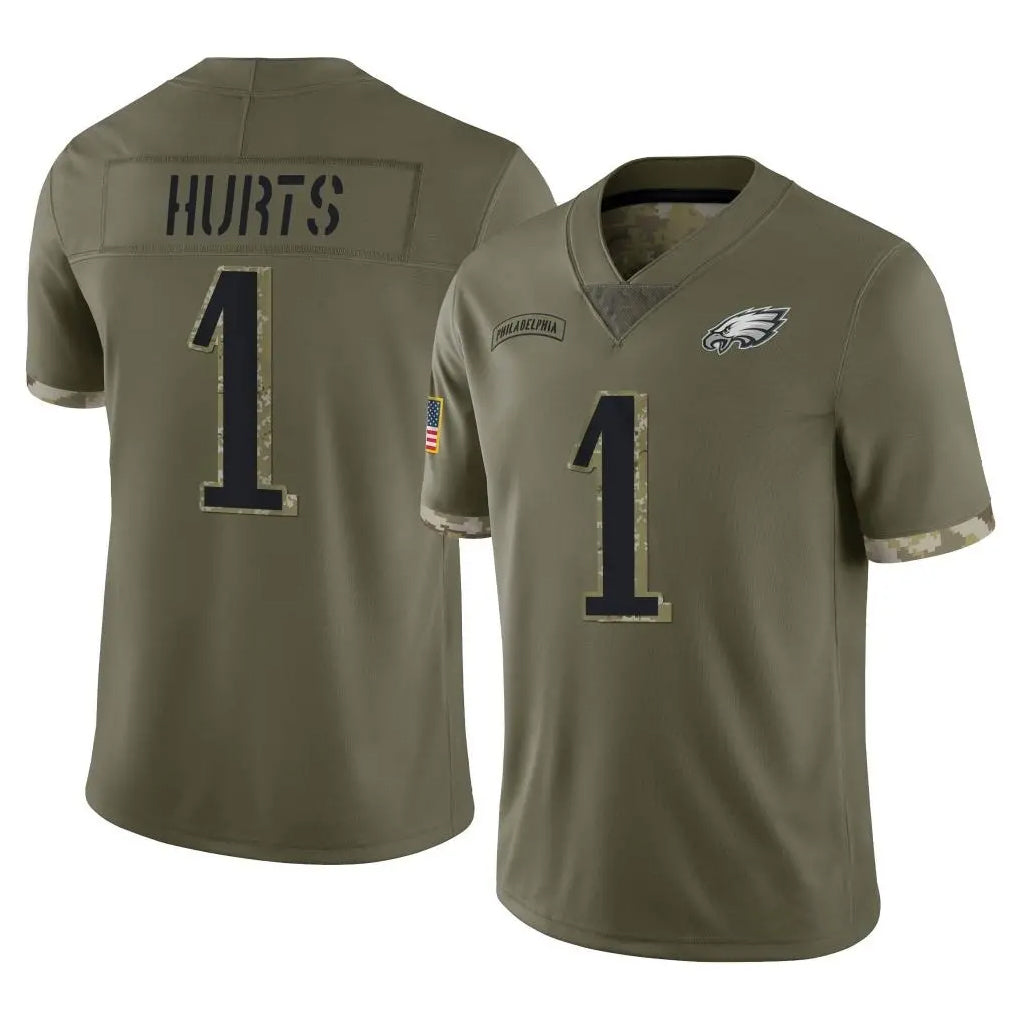 P.Eagles #1 Jalen Hurts Player Olive Salute To Service Limited Ldoa Stitched Jerseys