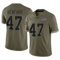 B.Bills #47 Christian Benford Player Olive Salute To Service Game Ldoa Stitched Jerseys