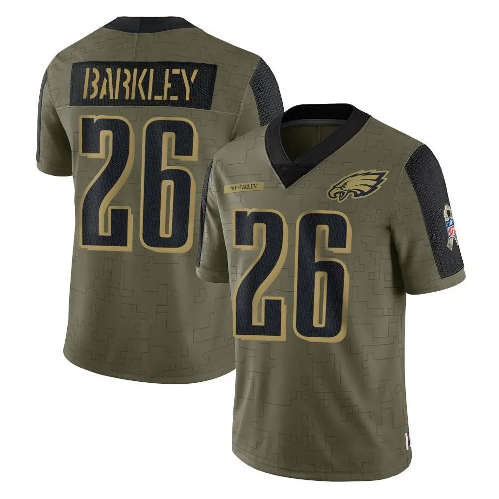P.Eagles #26 Saquon Barkley Player Olive Salute To Service Limited Game Ldoa Stitched Jerseys