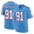 T.Titans #91 John Franklin-MyersPlayer Light Blue Oilers Throwback Home Game Ldoa Stitched Jerseys