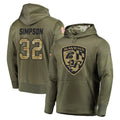 B.Ravens #32 Trenton Simpson Player Olive Salute to Service Pullover Hoodie Ldoa Stitched Jerseys