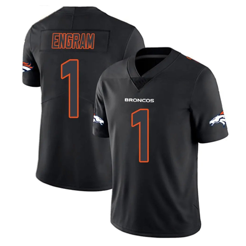 D.Broncos #1 Evan Engram Player Black Impact Limited Game Ldoa Stitched Jerseys
