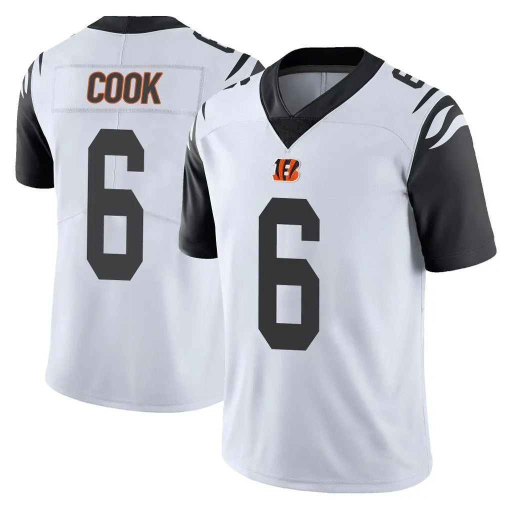 C.Bengals #6 Brian Cook Player White Color Rush Vapor Untouchable Limted Home Game Ldoa Stitched Jerseys