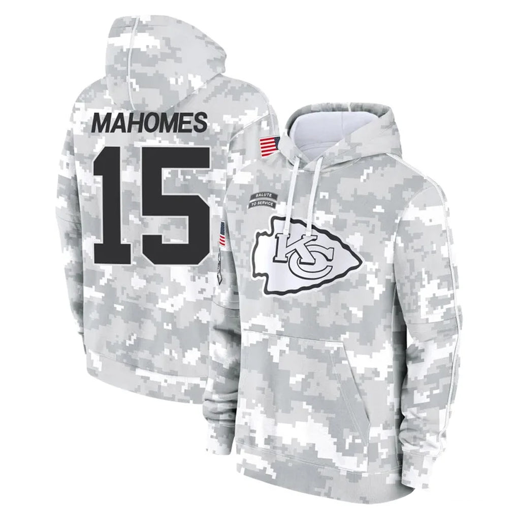 KC.Chiefs #15 Patrick Mahomes Player Arctic Camo Salute to Service Hoodies Limited Game Ldoa Stitched Jerseys