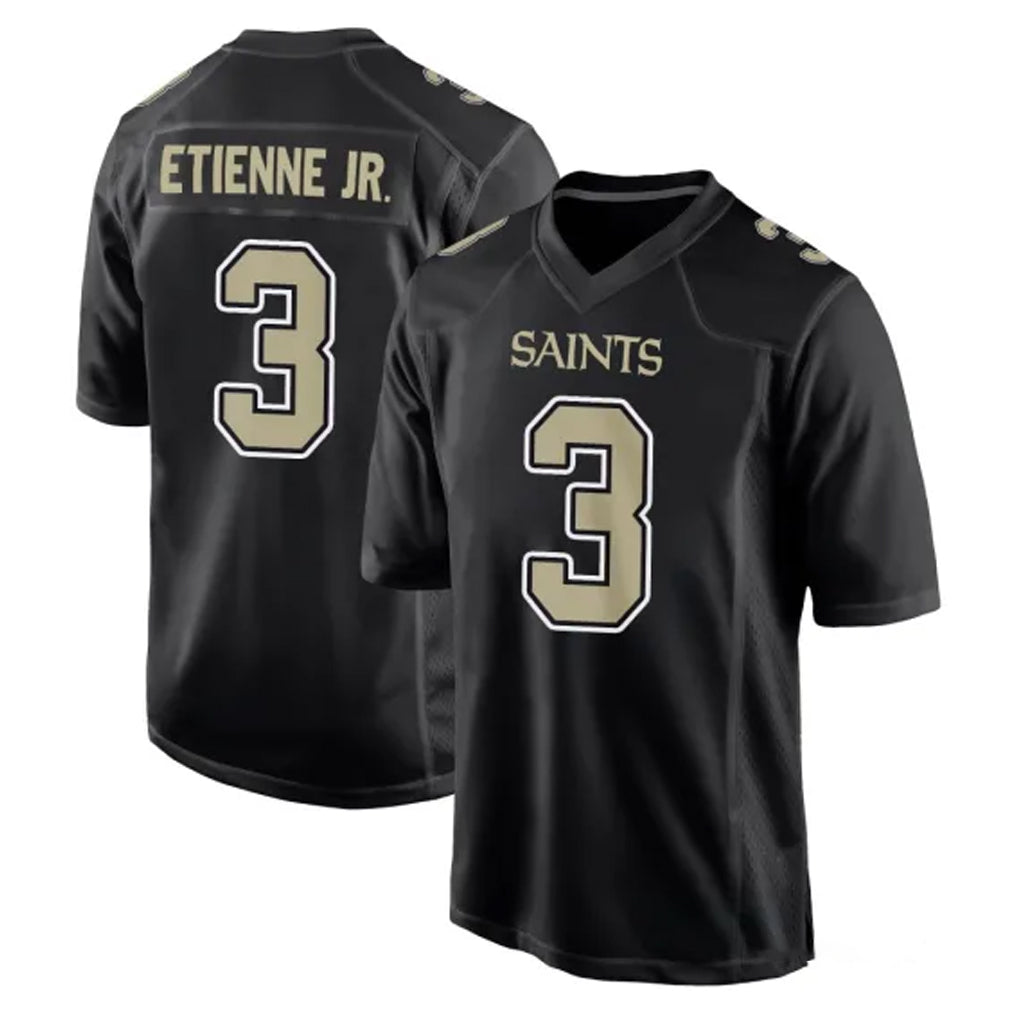 NO.Saints #3 Travis Etienne Jr. Player Black Carbon Fashion Home Game Ldoa Stitched Jerseys