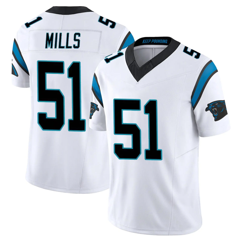 C.Panthers #51 Sam Mills Player White Vapor F.U.S.E. Limited Home Game Ldoa Stitched Jerseys