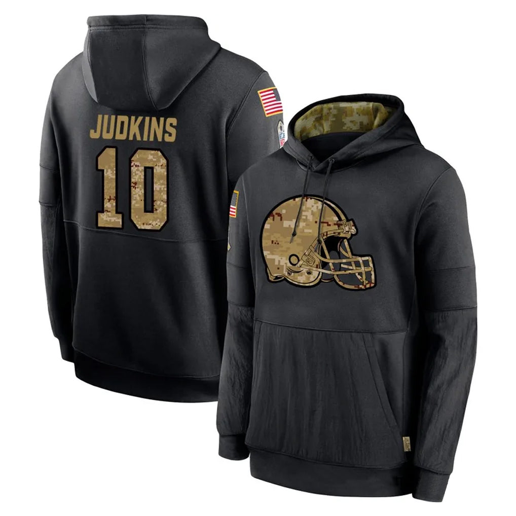 C.Browns #10 Quinshon Judkins Player Black Salute to Service Pullover Hoodies Limited Ldoa Stitched Jerseys