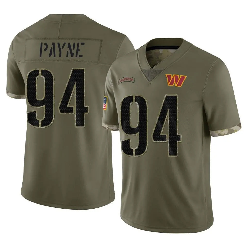 W.Commanders #94 Daron Payne Player Olive Salute To Service Limited Home Game Ldoa Stitched Jerseys