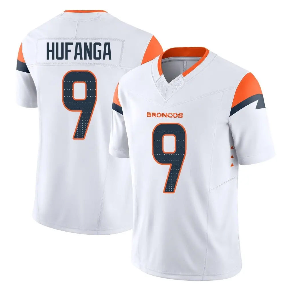 D.Broncos #9 Talanoa Hufanga Player White Limited Vapor F.U.S.E. Home Game Ldoa Stitched Jerseys