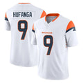 D.Broncos #9 Talanoa Hufanga Player White Limited Vapor F.U.S.E. Home Game Ldoa Stitched Jerseys