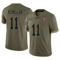 TB.Buccaneers #11 Jalen McMillan Player Olive Limited Salute To Service Home Game Ldoa Stitched Jerseys