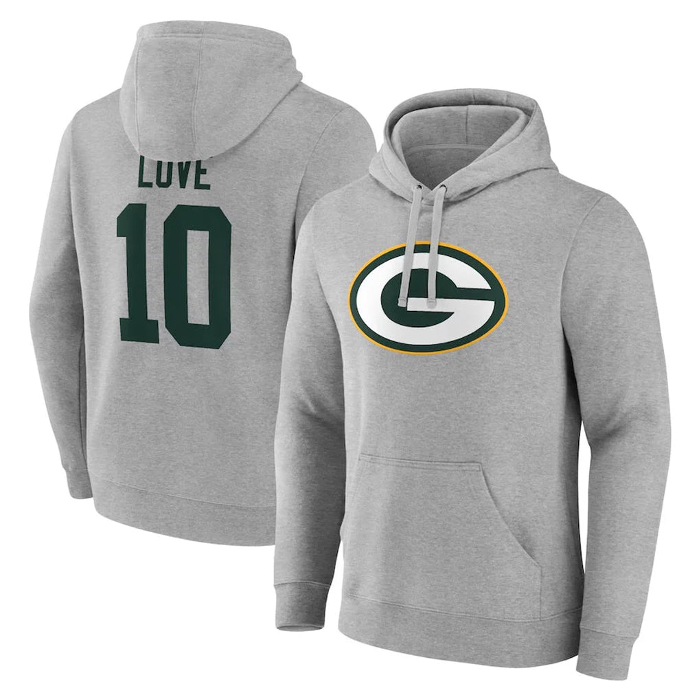GB.Packers #10 Jordan Love Player Gray Pullover Hoodies Limited Ldoa Stitched Jerseys